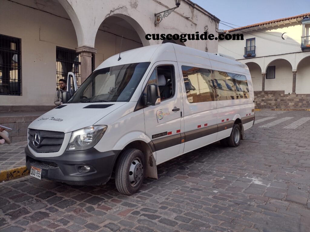 A 21-seat tourist bus used for transportation to the Hydroelectric station near Machu Picchu, Peru.