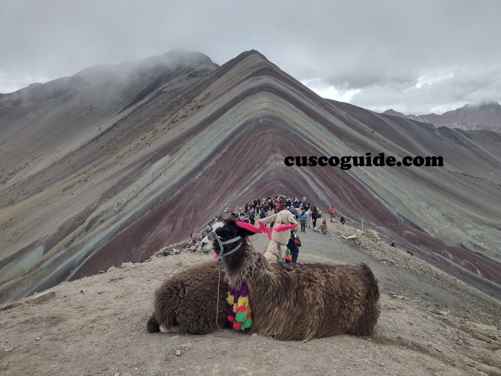 A vibrant mountain pass featuring layers of colorful mineral deposits, surrounded by the majestic Andes.