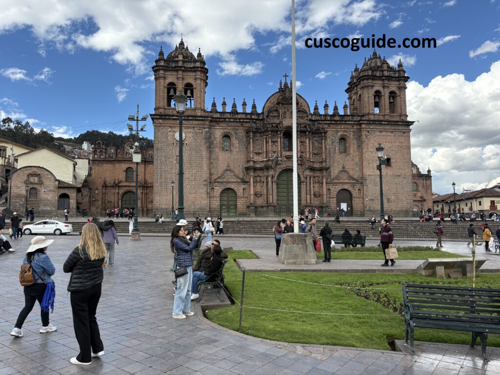 Cusco Cathedral overlooking Plaza de Armas in the historic center of Cusco, Peru.